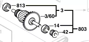 Induit + poulie réf. 2 604 010 996 rabot PHO 20-82